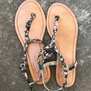 385 Fifth Women's Floral T-Strap Sandals Size 8